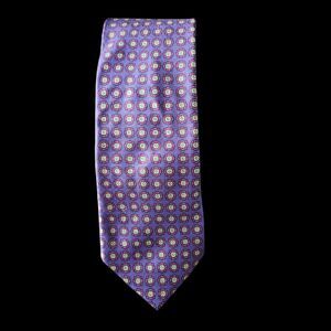 LANDS' END 100% Silk Handmade Tie Purple Madder Medallion Floral Geometric Print